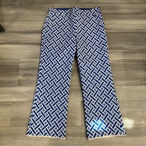 Trina Turk Blue and White Patterned Trousers